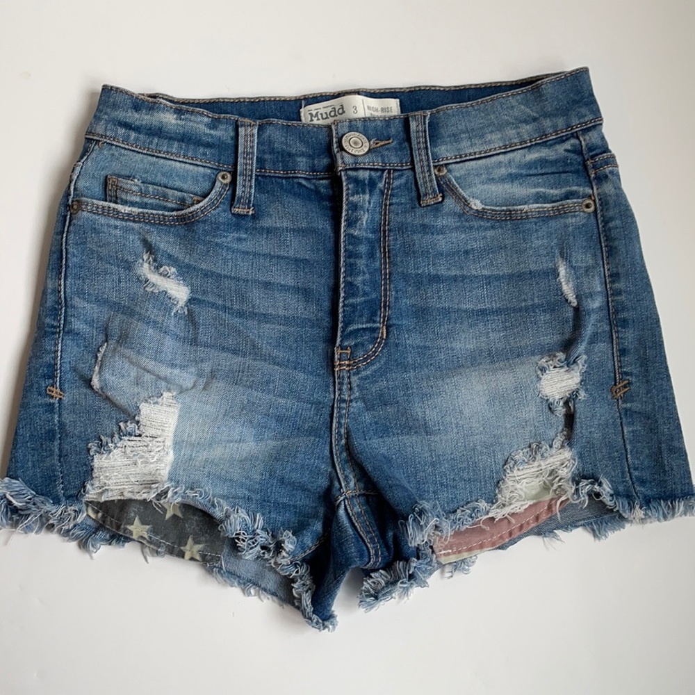 Mudd flex stretch distressed high rise shorts 3